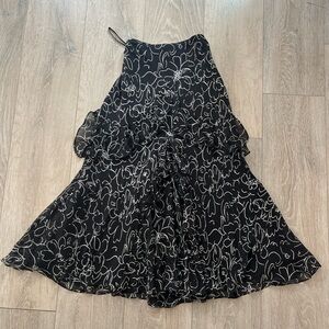Ralph Lauren Black and White Floral Maxi Skirt
